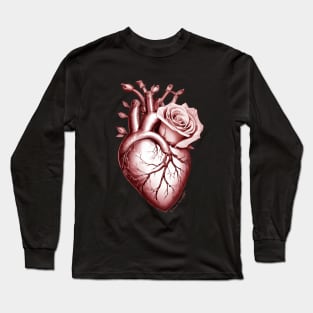 flower power anatomic heart with rose magenta red Long Sleeve T-Shirt